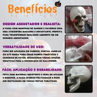 Faixa Decorativa Halloween Manchas De Sangue Com Caveiras