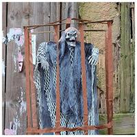 Boneco Bruxa Esqueleto Na Jaula Halloween Com Som E Luz - 9