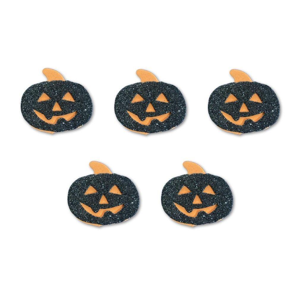 Enfeite Decorativo Halloween De Eva Com Glitter - 5 Unidades Modelo Abóbora Dark - 8