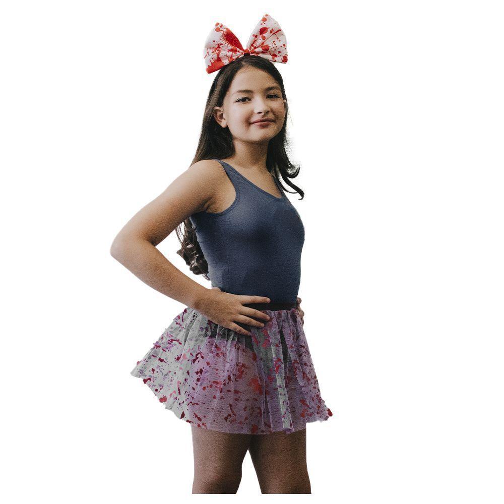 Saia Tule Halloween Roxa Com Sangue - 30cm - 3