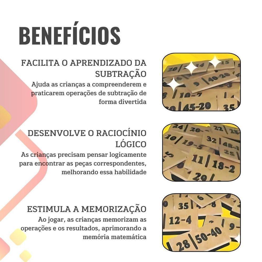 Jogo Pedagógico Dominó Subtração - 28 Peças - 3