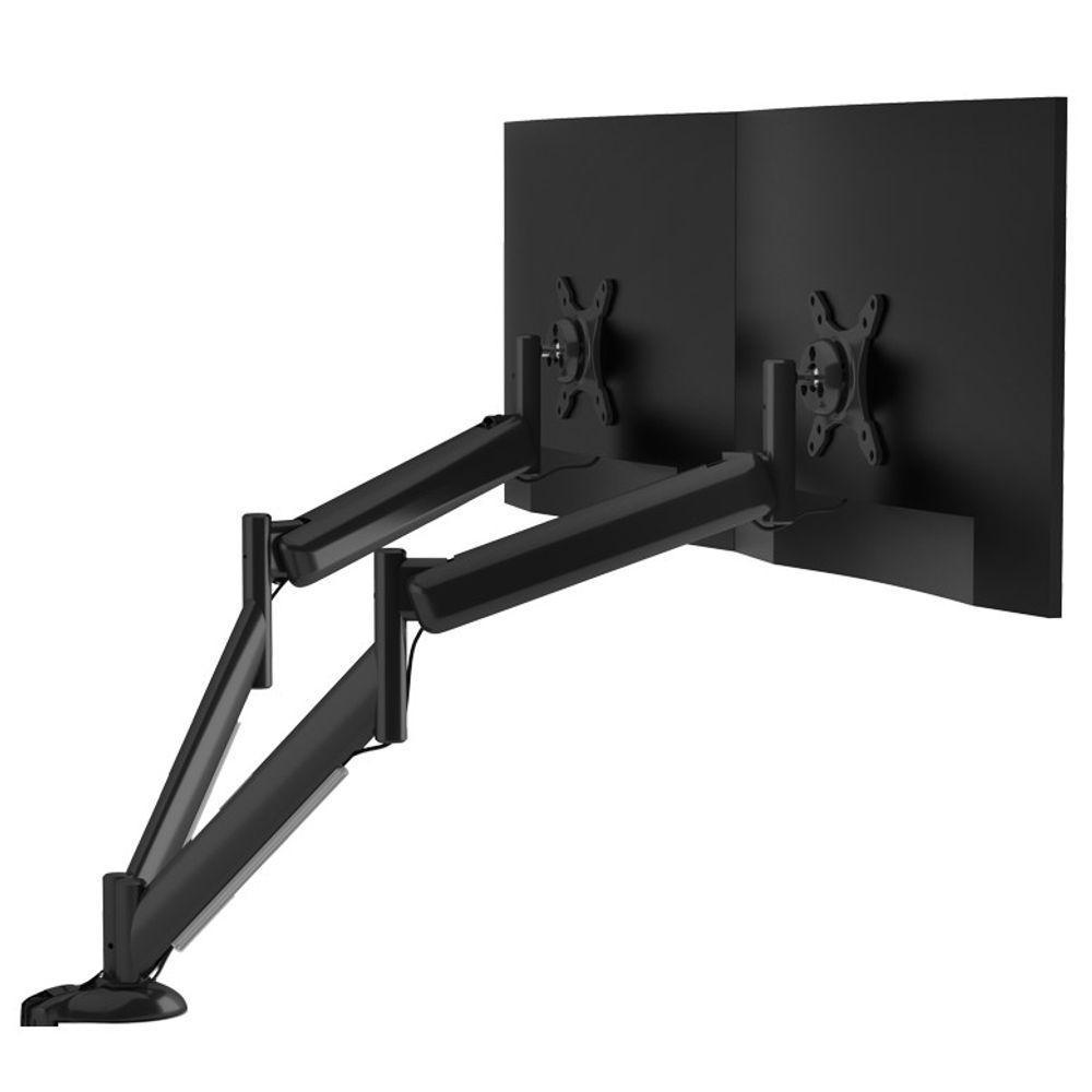 Suporte De Mesa Para Monitor Até 24 Articulado Duplo Com Regulagem Contínua De Altura Octoo Clipway-m2 Prateado - 2