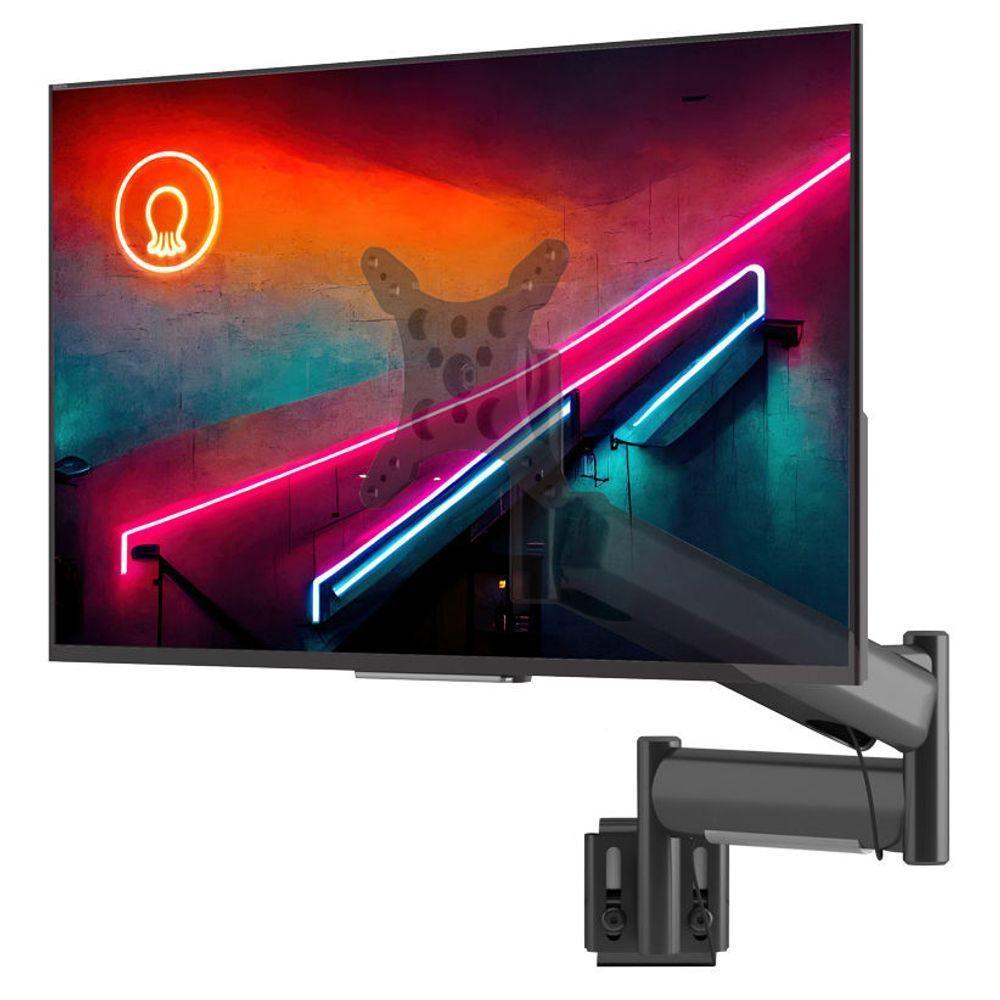 Suporte Para Monitor Até 26 Articulado Para Painel Canaletado Com Regulagem De Altura Octoo Clipway-c1 Preto - 1