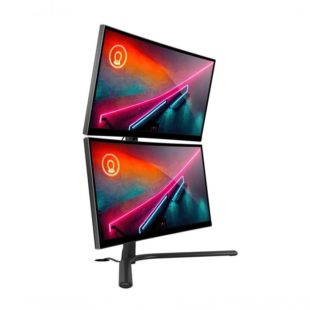 Suporte De Mesa Para Monitor Até 32 Duplo Vertical Com Regulagem De Altura E Inclinação Octoo Clipway-2w Prateado - 1