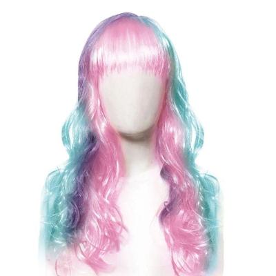 Peruca Longa Candy Multicolorido Para Cosplay - 60cm