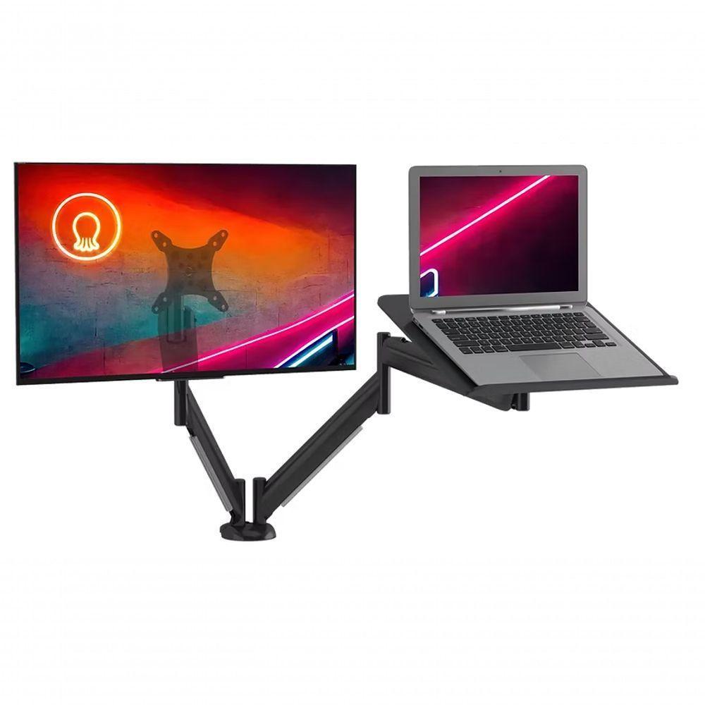 Suporte De Mesa Para Monitor Até 26 E Notebook Até 16 Articulado Octoo Clipway-n1 Base Prateado - 1