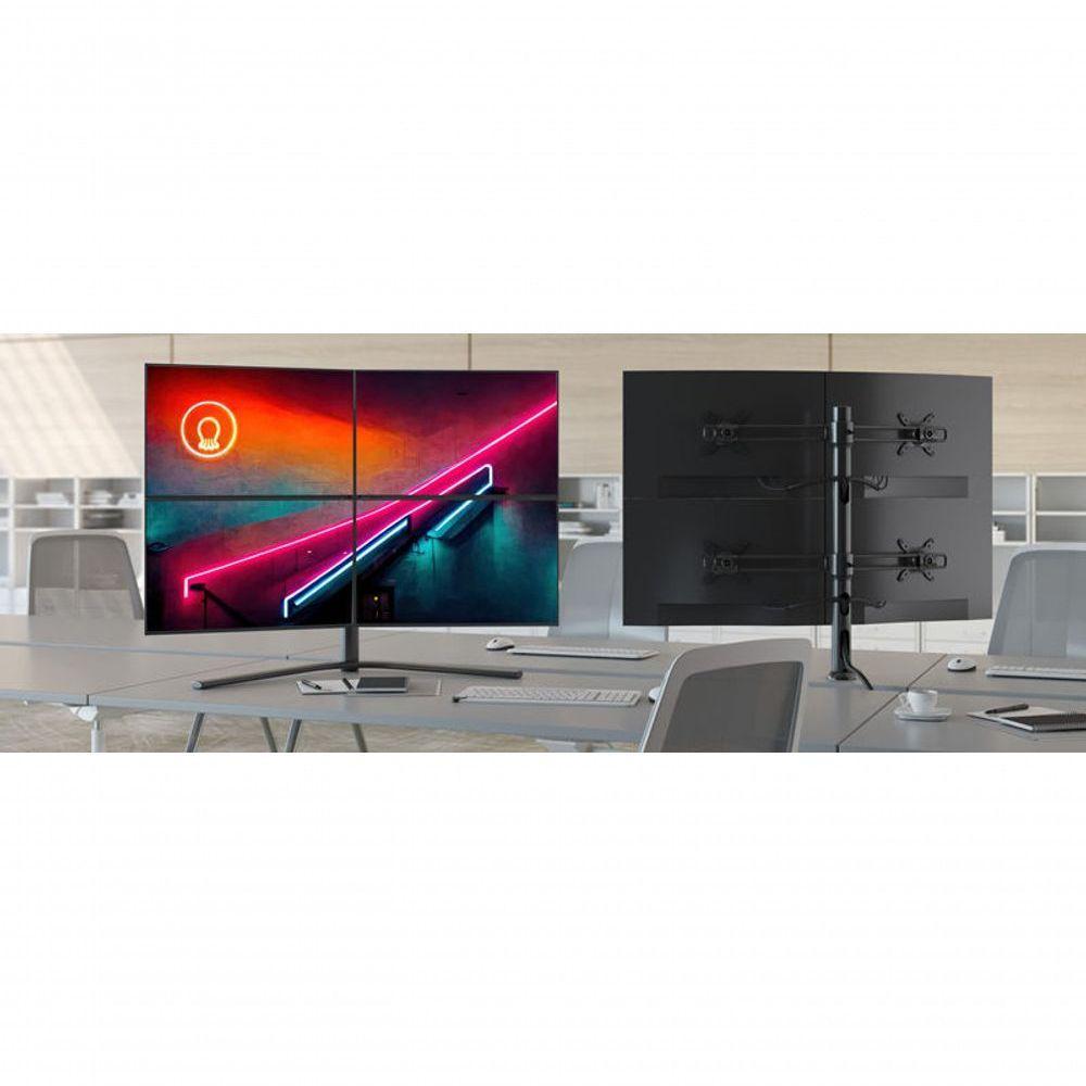 Suporte De Mesa Para 4 Monitores Até 24 Octoo Clipway-4 Titanium - 2