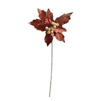 Flor Decorativa Poinsetia Ouro Velho Com Glitter 43cm - 1 Unidade - 2