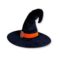 Chapéu De Bruxa Veludo Ponta Virada - Laranja - Halloween - 1