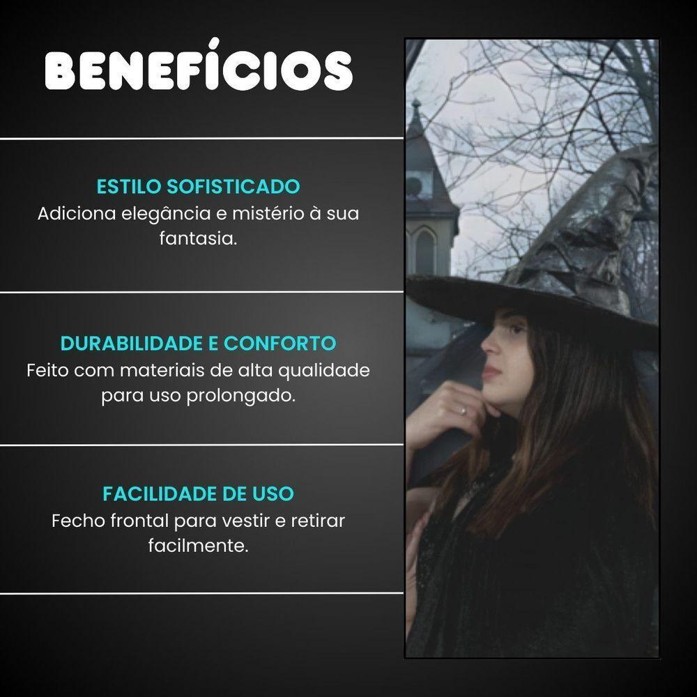 Chapéu De Bruxa Preto Com Fecho Luxo Halloween - 8
