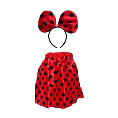 Kit Minnie Infantil Com Saia E Tiara Cor Poá Vermelho-preto