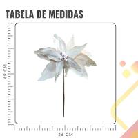Flor Decorativa Poinsetia Branca Com Glitter Tecido - 1 Unidade - 3