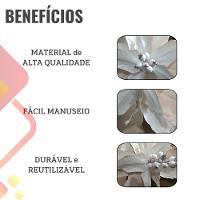 Flor Decorativa Poinsetia Branca Com Glitter Tecido - 1 Unidade - 4