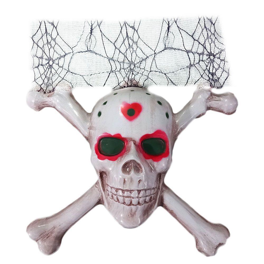 Caveira Com Véu Preto Para Decoração - 2