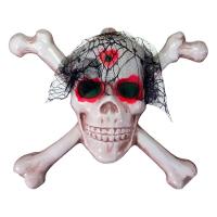 Caveira Com Véu Preto Para Decoração - 1