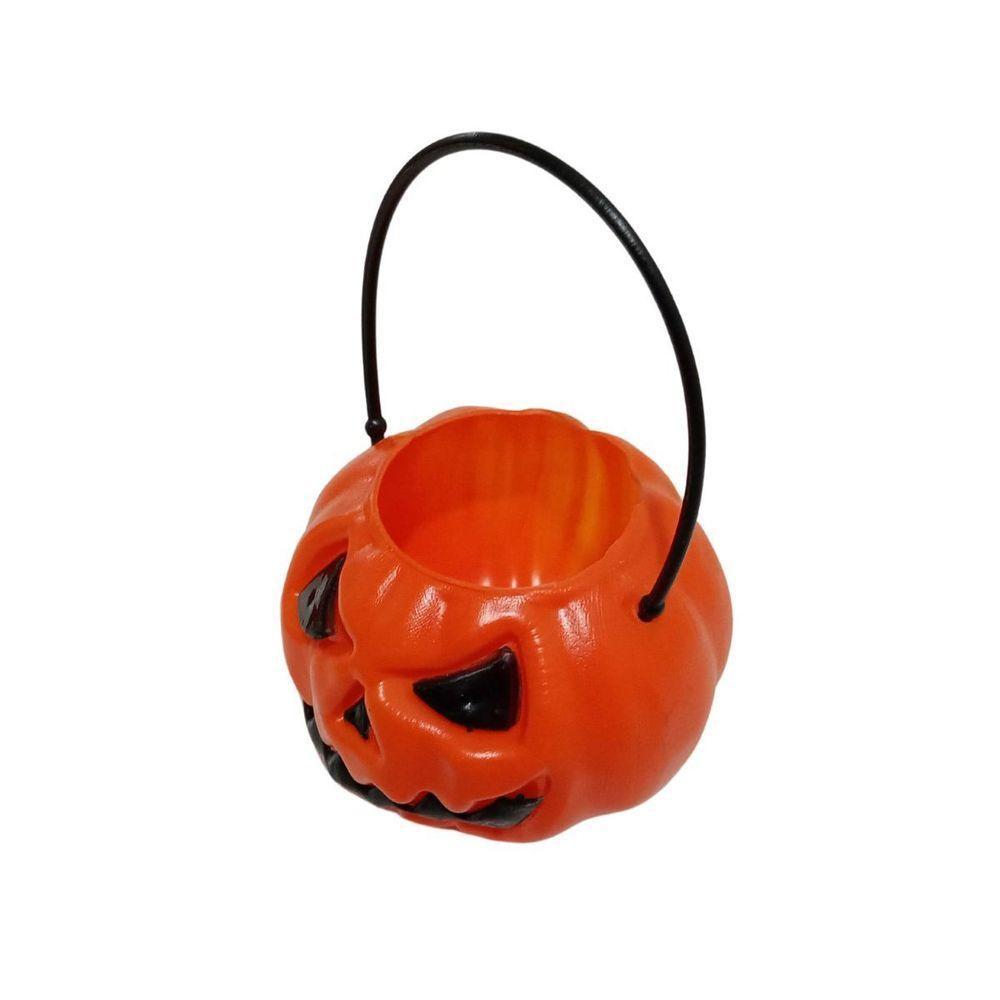 Mini Balde Halloween Abóbora Com Alça - 8cm X 6cm - 2