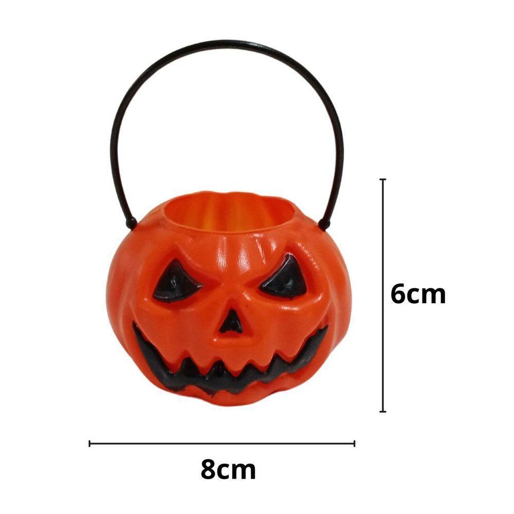 Mini Balde Halloween Abóbora Com Alça - 8cm X 6cm - 4