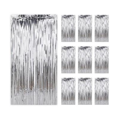 Kit 10 Cortinas Metalizadas Prata Fita Decoração Festa Painel