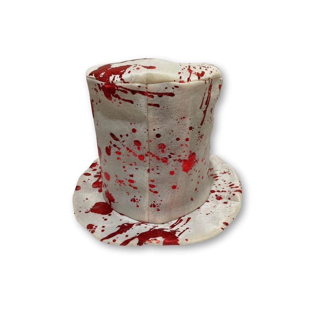 Cartola Halloween Branca Com Sangue Média - 1