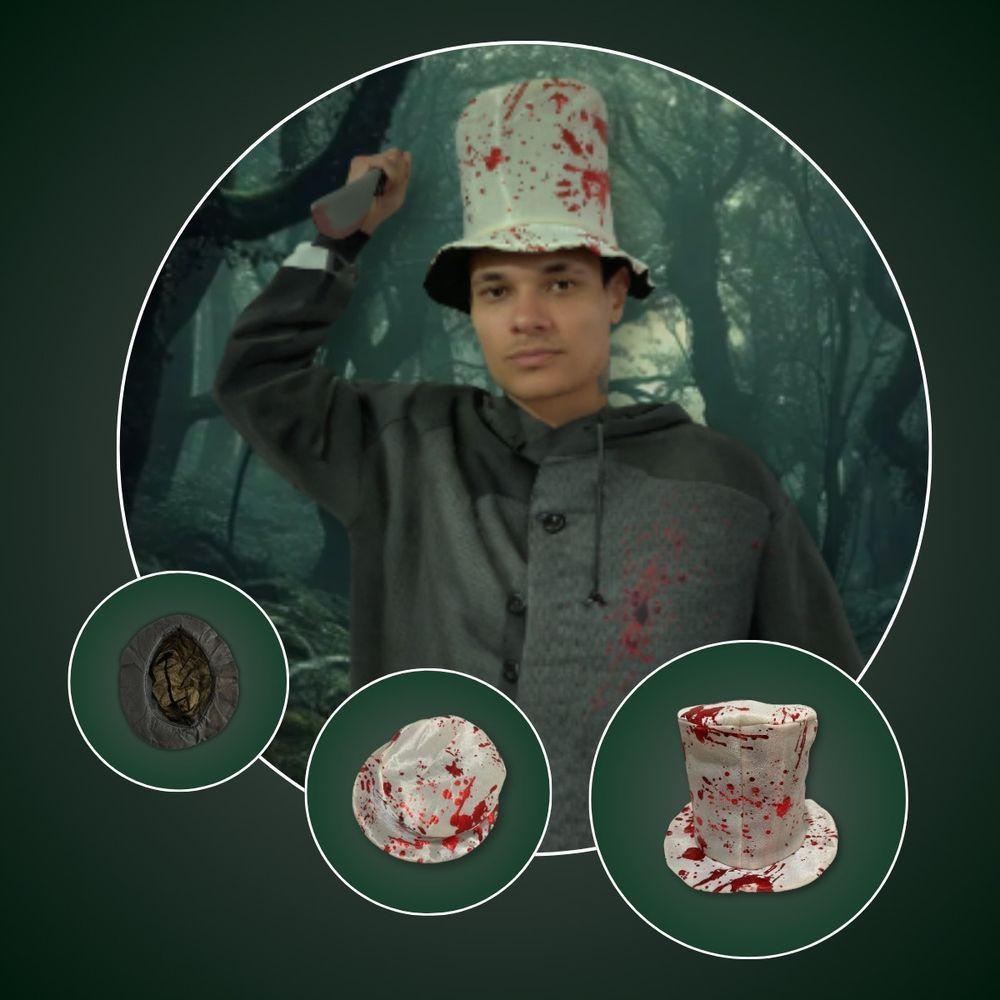 Cartola Halloween Branca Com Sangue Média - 9