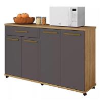 Balcão De Cozinha Campinas 4 Portas 1 Gaveta Cinamomo Grafite - 1