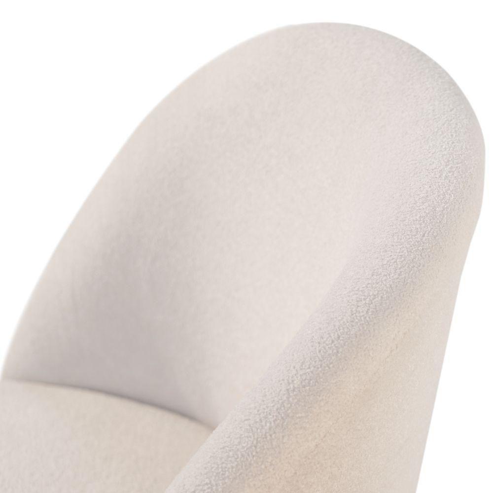 Poltrona Decorativa Lilli Boucle Off White Com Base Giratória Em Madeira - 4
