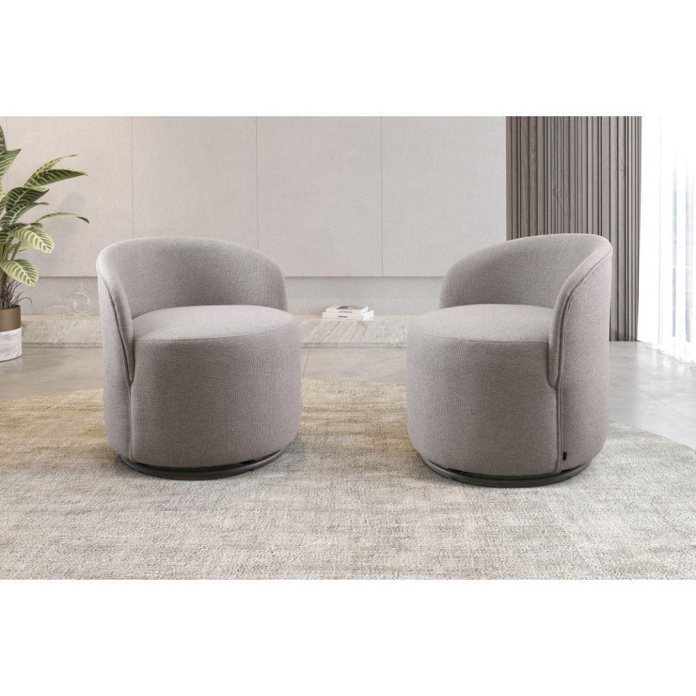 Poltrona Decorativa Astrid Linho Cinza Com Base Giratória - 7