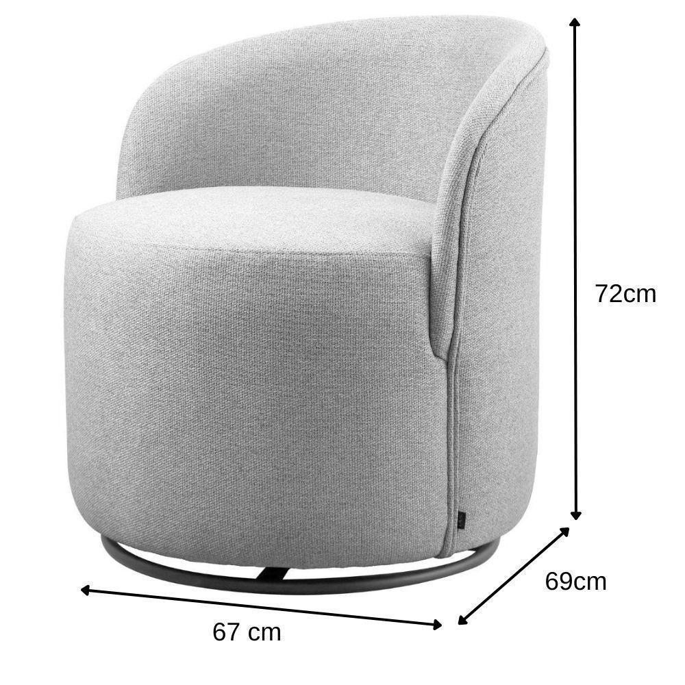 Poltrona Decorativa Astrid Linho Cinza Com Base Giratória - 8