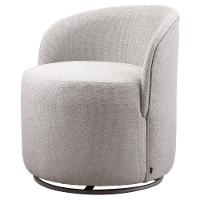 Poltrona Decorativa Astrid Linho Cinza Com Base Giratória - 1