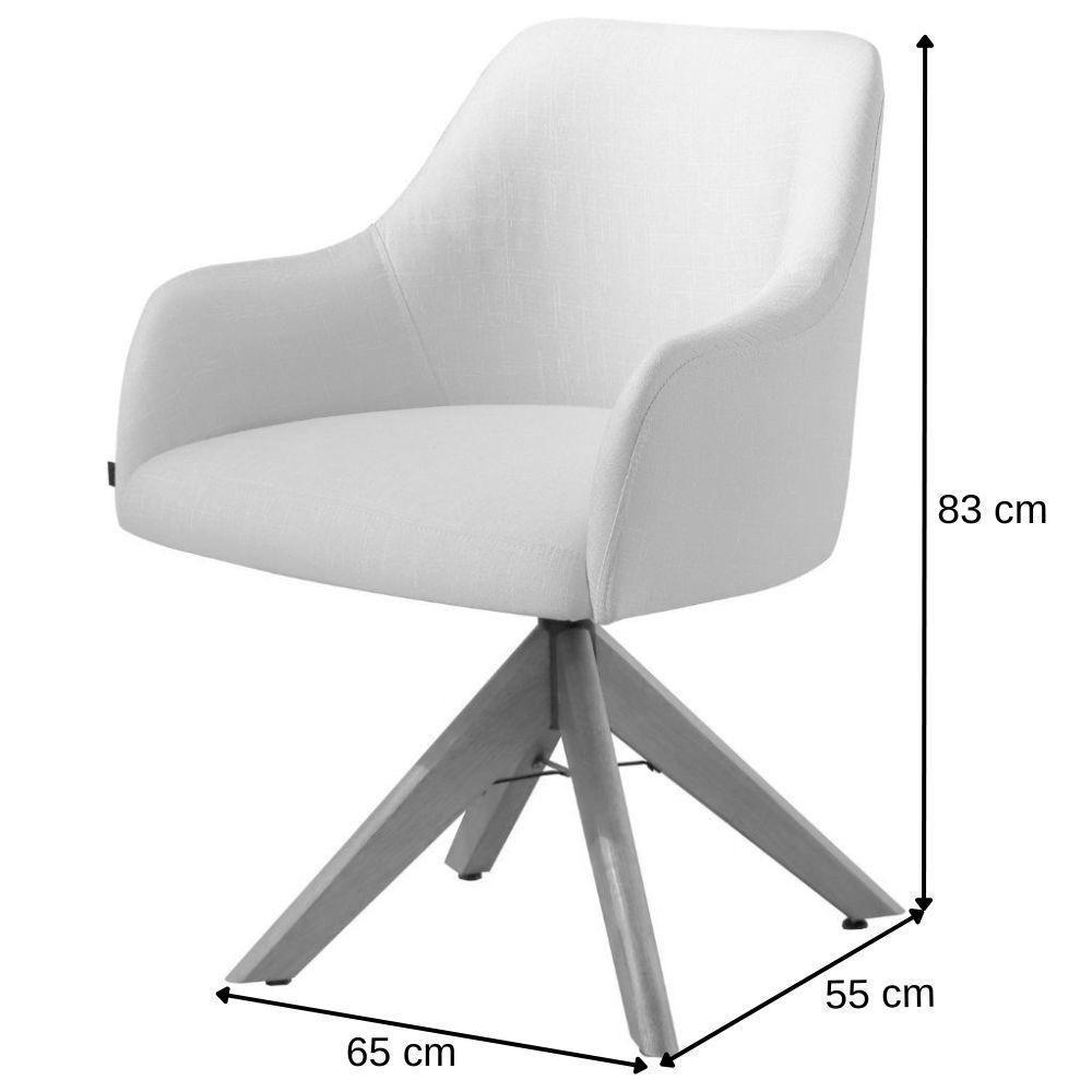 Poltrona Decorativa Hera Linho Nude Com Base Giratória Em Madeira - 3