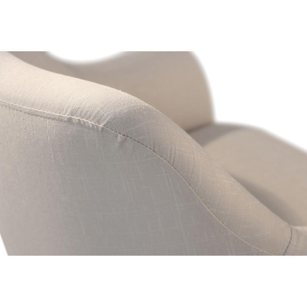 Poltrona Decorativa Hera Linho Nude Com Base Giratória Em Madeira - 6