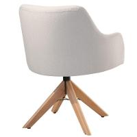 Poltrona Decorativa Hera Linho Nude Com Base Giratória Em Madeira - 5