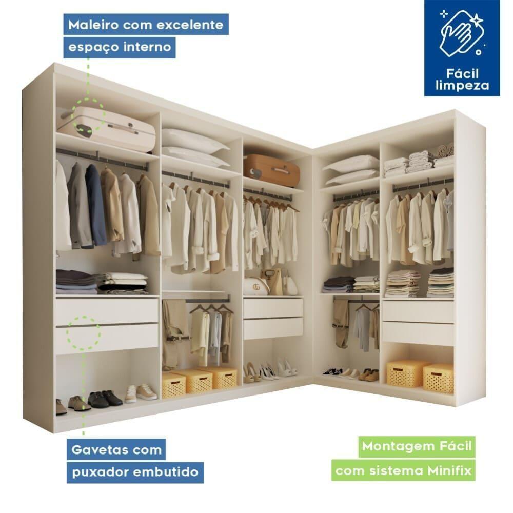 Closet França Com 2 Módulos E 6 Gavetas Minastex Branco - 2