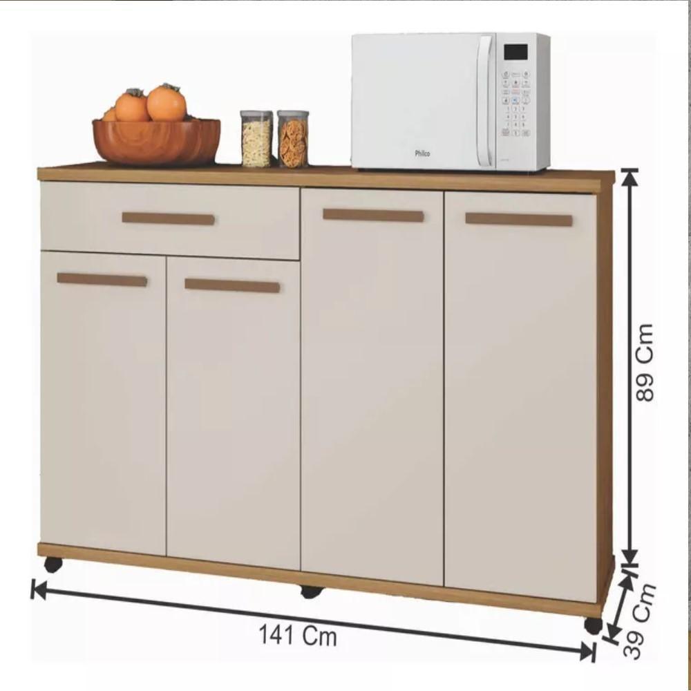 Balcão De Cozinha Campinas 4 Portas 1 Gaveta Cinamomo Off White - 3