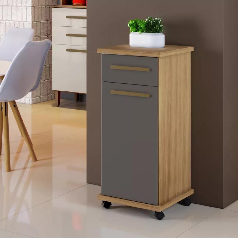 Balcão De Cozinha Palmas 1 Porta 1 Gaveta Cinamomo Grafite - 2