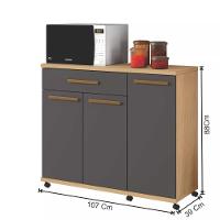 Balcão De Cozinha Parati 3 Portas 1 Gaveta Cinamomo Grafite - 2