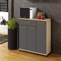 Balcão De Cozinha Parati 3 Portas 1 Gaveta Cinamomo Grafite - 4