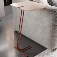 Mesa De Apoio Para Sofá Off White Com Base Em Metal Café - 2