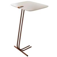 Mesa De Apoio Para Sofá Branca Com Base Em Metal Café - 1