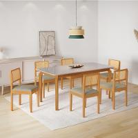 Conjunto Mesa De Jantar Alegra Off White 1,80m Com 6 Cadeiras Jade 03 Linho Cinza - 1