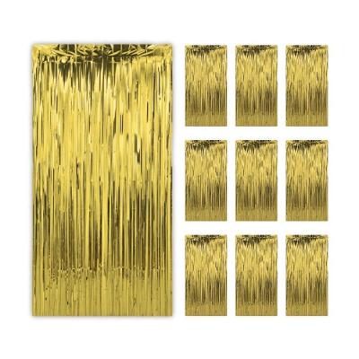 Kit 10 Cortinas Metalizadas Douradas Fita Decoração Festa Painel