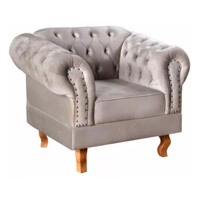 Poltrona Chesterfield Dom Pedro Vintage Retrô Capitonê Veludo Capuccino