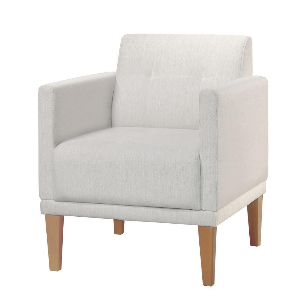 Poltrona Helena Linho Cinza Com Pés Em Madeira - 1