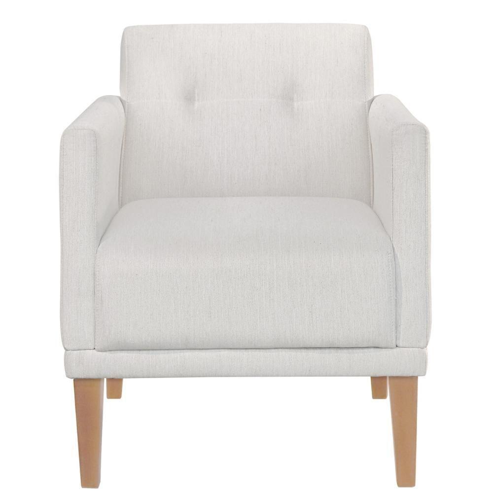 Poltrona Helena Linho Cinza Com Pés Em Madeira - 4