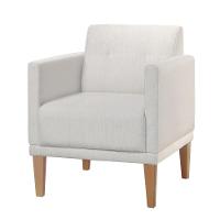 Poltrona Helena Linho Cinza Com Pés Em Madeira - 1