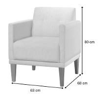 Poltrona Helena Linho Cinza Com Pés Em Madeira - 3