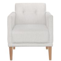 Poltrona Helena Linho Cinza Com Pés Em Madeira