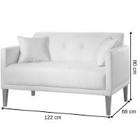 Poltrona Namoradeira Helena Linho Cinza Com Pés Em Madeira - 3