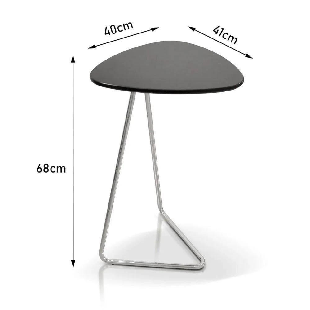 Mesa De Apoio Para Sofá Folha Castanho Base Em Metal Preto 68 Cm - 3