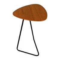 Mesa De Apoio Para Sofá Folha Castanho Base Em Metal Preto 68 Cm - 1